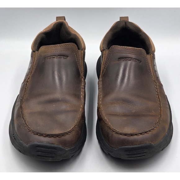 Skechers Expended Seveno Slip On Loafer Relaxed Fit Brown Leather Sz 11 66146 main image 11
